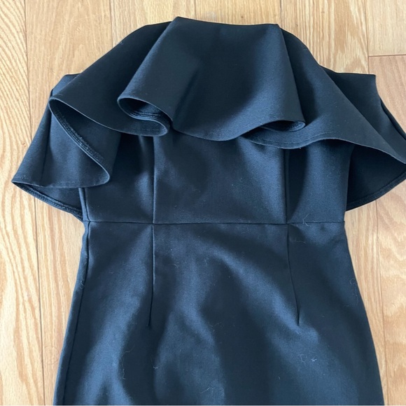 Black midi strapless dress with ruffled top - Picture 5 of 8